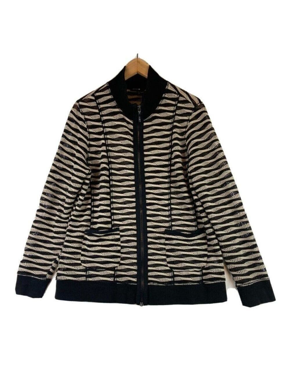 Bylyse Women's Open Front Zip Cardigan Black & Beige Size L